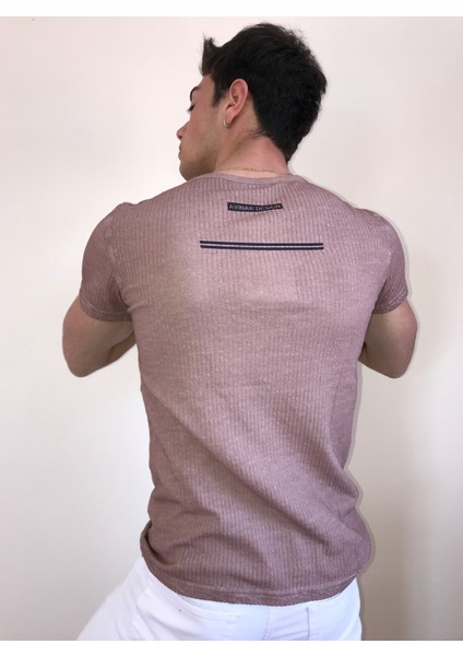Unisex Bisiklet Yaka Baskılı Yıkamalı T-Shirt