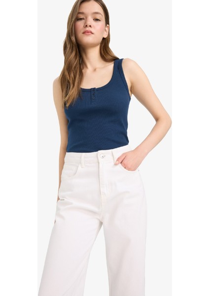 Coool Fitted Düğmeli Yaka Fitilli Kaşkorse Atlet F0001AX25SM