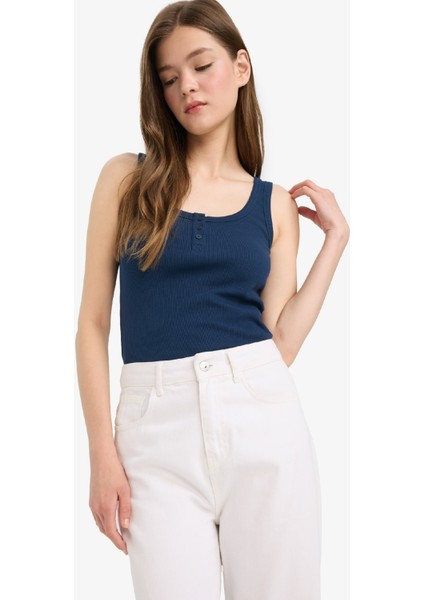 Coool Fitted Düğmeli Yaka Fitilli Kaşkorse Atlet F0001AX25SM