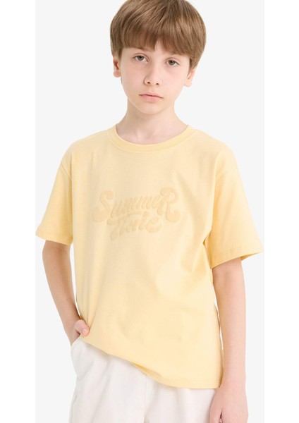 Erkek Çocuk Bisiklet Yaka Nakışlı Kısa Kollu Tişört E8457A825HS