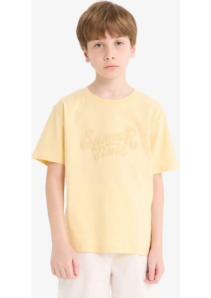 Erkek Çocuk Bisiklet Yaka Nakışlı Kısa Kollu Tişört E8457A825HS modelleri