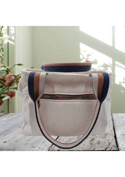 Midi Kilim Desen Triplet Tote Bag, Yazlık Kadın Omuz Çantası