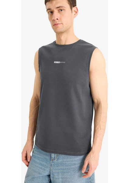 %100 Pamuk Regular Fit Baskılı Bisiklet Yaka Atlet E5190AX25SM