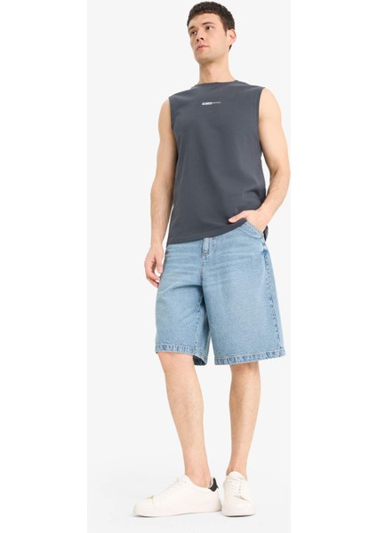 %100 Pamuk Regular Fit Baskılı Bisiklet Yaka Atlet E5190AX25SM
