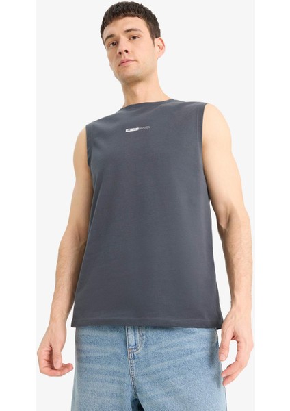 %100 Pamuk Regular Fit Baskılı Bisiklet Yaka Atlet E5190AX25SM