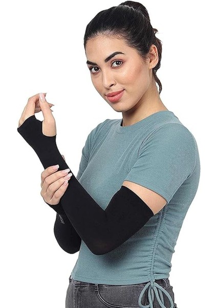 Spor Kolluk 1 Çift Havadar Parmak Geçirmeli Kol Koruyucu Penye Tesettür Sporcu Koruma Ekipmanı