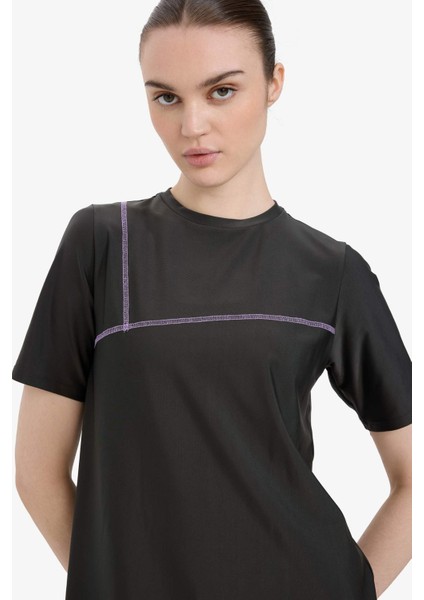 Regular Fit 4'lü Basic Düz Burkini Tesettür Mayo Takım E3514AX25HS