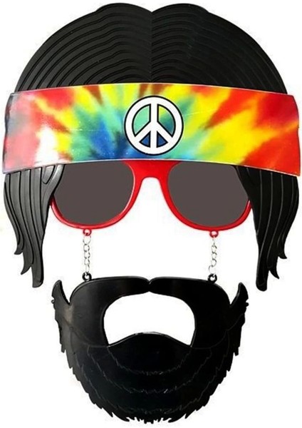 Nessiworld Siyah Saçlı Bandana Tasarımlı Hippi Parti Gözlüğü 26X18 cm