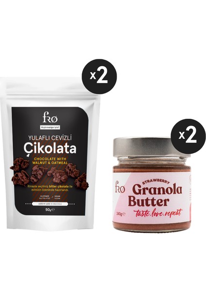 4'lü 2xgranola Butter Çilekli 2 x Yulaflı Cevizli Çikolata Sağlıklı Atıştırmalık