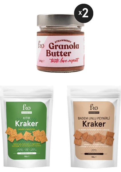 4’lü granola Butter Çilekli 2xkıtır Kraker,badem Unlu Peynirli Kraker Paketi Sağlıklı Atıştırmalık