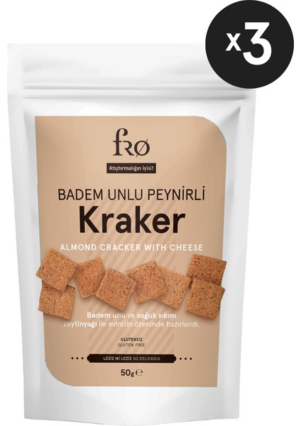 3'lü Badem Unlu Peynirli Kraker Glutensiz Doyurucu Sağlıklı Katkısız Atıştırmalık