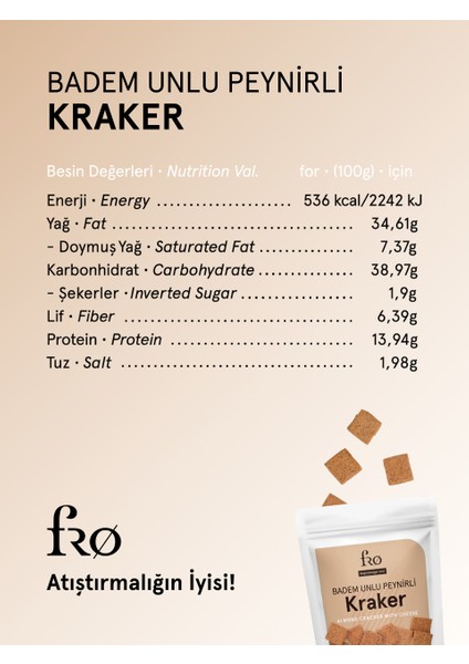 3'lü Badem Unlu Peynirli Kraker Glutensiz Doyurucu Sağlıklı Katkısız Atıştırmalık