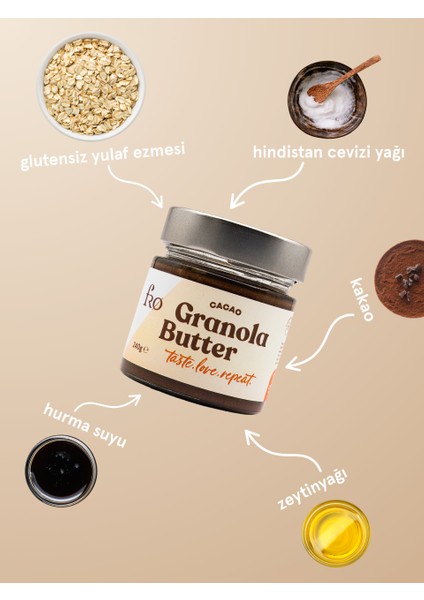 2'li Granola Butter Original ve Cacao Glutensiz Şekersiz Vegan Sürülebilir Kahvaltılık 2X250GR