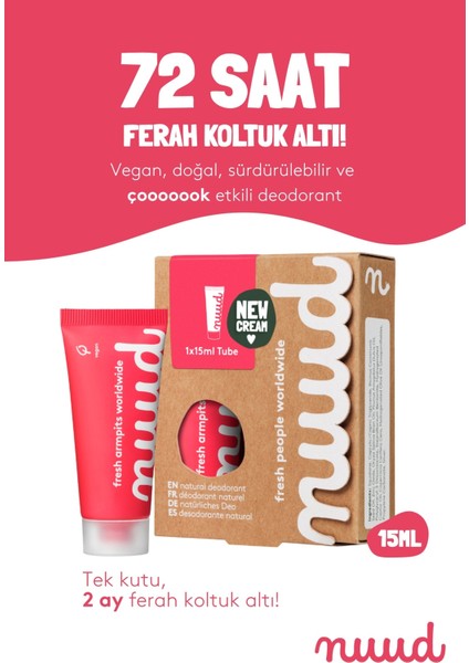 Starter Pack 15 ml- 72 Saat Etkili, Doğal & Vegan Parfümsüz Krem Deodorant