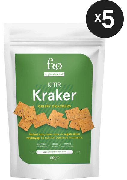 5'li Unsuz Kıtır Kraker Vegan Glutensiz Tuzlu Doyurucu Sağlıklı Katkısız Atıştırmalık 5X50GR