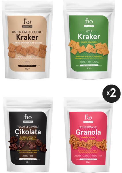 5'li Glutensiz Katkısız Sağlıklı Atıştırmalık Kraker, Yulaflı Cevizli Çikolata, Granola