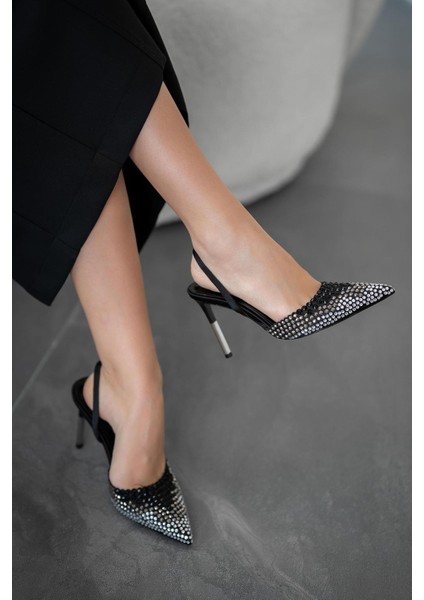 West Kadın Topuklu Saten Abiye Ayakkabı Siyah modelleri