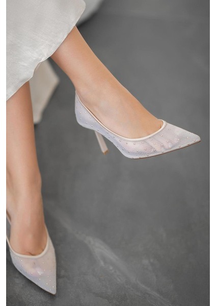 Zoe Topuklu Saten Abiye Ayakkabı Bej fiyatları