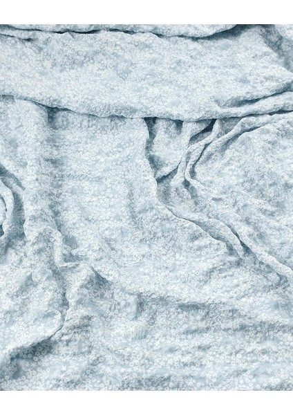 Nil Yeşili Üzeri Beyaz Çiçekli Gofreli Dokuma (En 140 cm x Boy 250 Cm) indirimleri