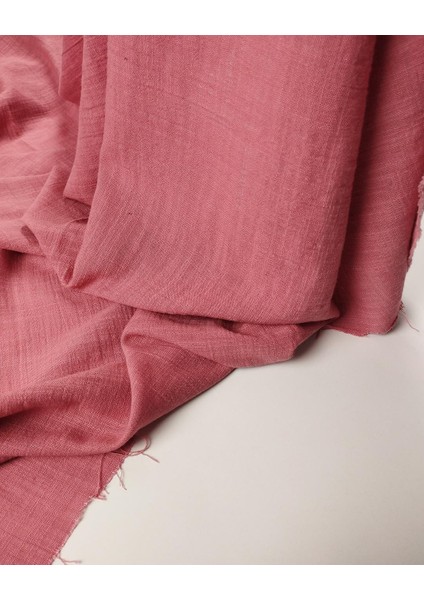 %52 Pamuk %46 Viskon %2 Sentetik Pembe Renkte Ince Müslin (En 140 cm x Boy 295 Cm)
