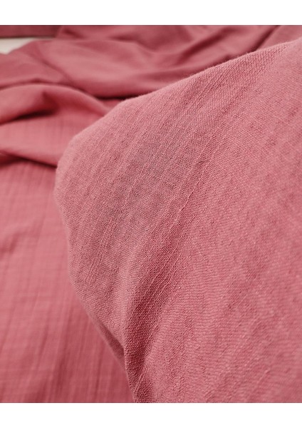 %52 Pamuk %46 Viskon %2 Sentetik Pembe Renkte Ince Müslin (En 140 cm x Boy 295 Cm)