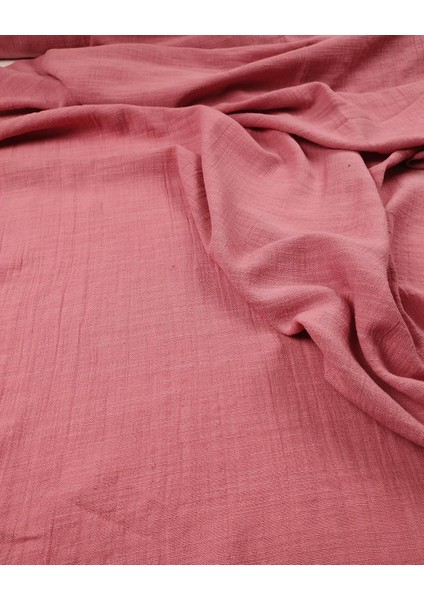 %52 Pamuk %46 Viskon %2 Sentetik Pembe Renkte Ince Müslin (En 140 cm x Boy 295 Cm)