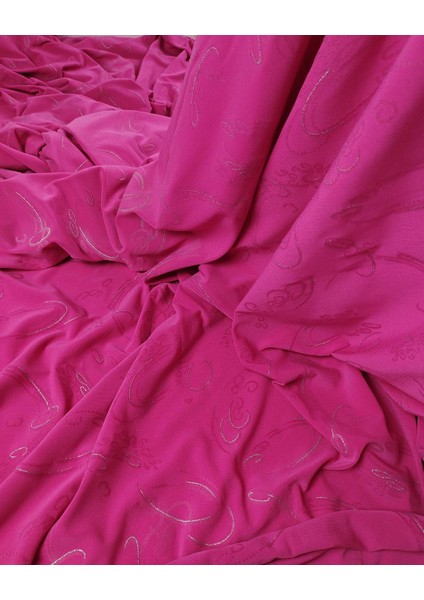 Şeker Pembe Üzeri Lame Yaldızlı Jarse (En 150 cm x Boy 240 Cm)