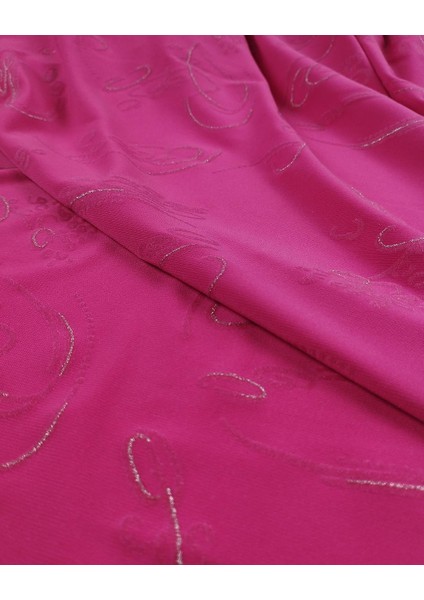 Şeker Pembe Üzeri Lame Yaldızlı Jarse (En 150 cm x Boy 170 Cm)