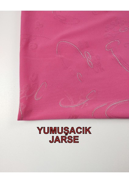 Şeker Pembe Üzeri Lame Yaldızlı Jarse (En 150 cm x Boy 170 Cm) fırsatları