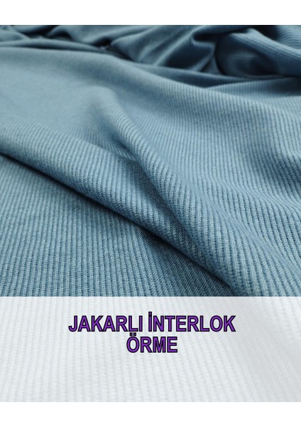 Mavi Yeşil Arası Tonda Jakarlı Örme (En 150 cm x Boy 200 Cm)