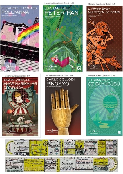 Pollyanna / Peter Pan / Muhteşem Oz Diyarı / Alice Harilakar Diyarında / Pinokyo / Oz Büyücüsü 6 Kitap Set