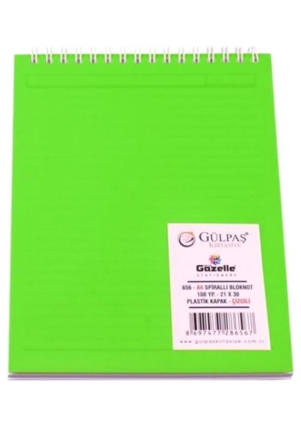 Bloknot A4 Kareli Plastik Kapak 100 Yaprak Karışık Renk - 3 Adet