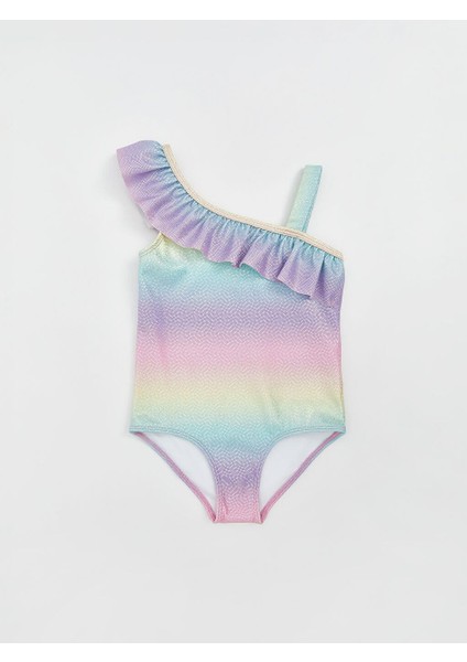 Renk Bloklu Kız Çocuk Mayo (S5)