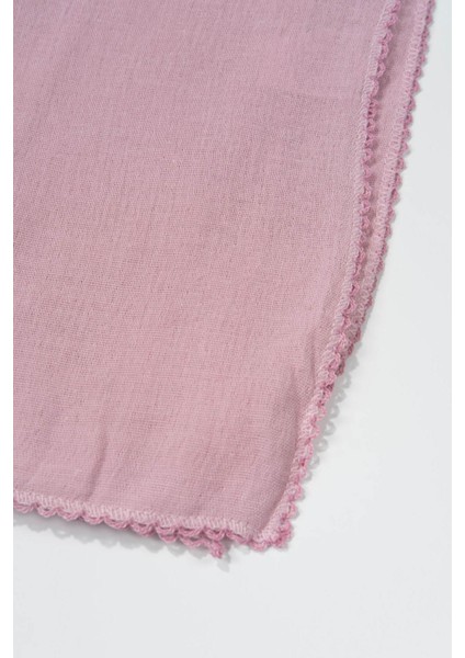 Dantel Kenar Detaylı Müslin Bebek Battaniyesi Pembe (90 x 80)