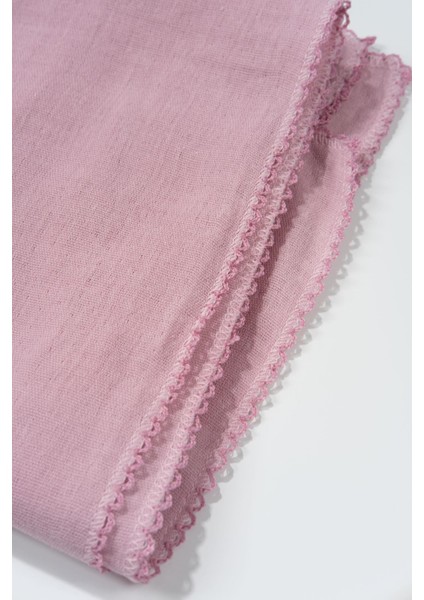 Dantel Kenar Detaylı Müslin Bebek Battaniyesi Pembe (90 x 80)