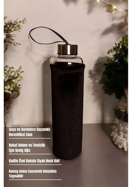 Kadife Kılıflı Borosilikat Cam Matara Içecek Şişesi 750 ml fiyatları