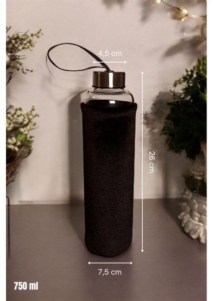 Kadife Kılıflı Borosilikat Cam Matara Içecek Şişesi 750 ml modelleri
