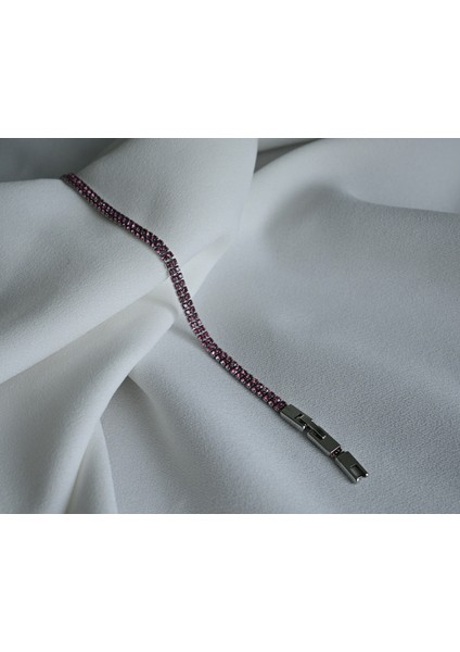 Pembe Zirkon Taşlı Bileklik