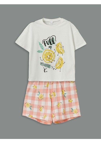 Bisiklet Yaka Kız Çocuk Şortlu Pijama Takımı (S5)