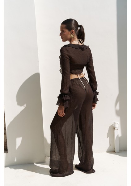 Olivia Kahve Gömlek Pantolon Takım