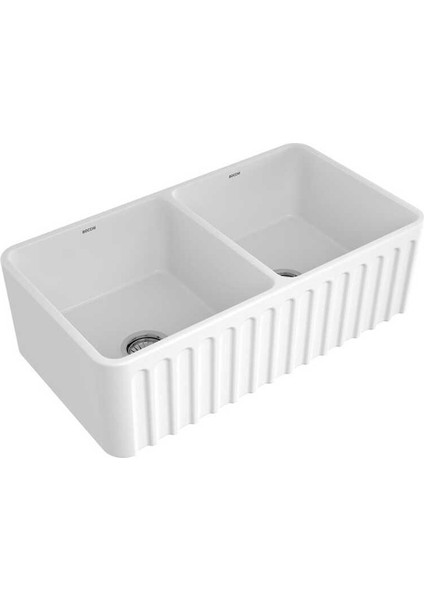 Bocchi Lavello Dekorlu Çift Gözlü Mutfak Eviyesi 84 cm 1601-001-0120 Beyaz