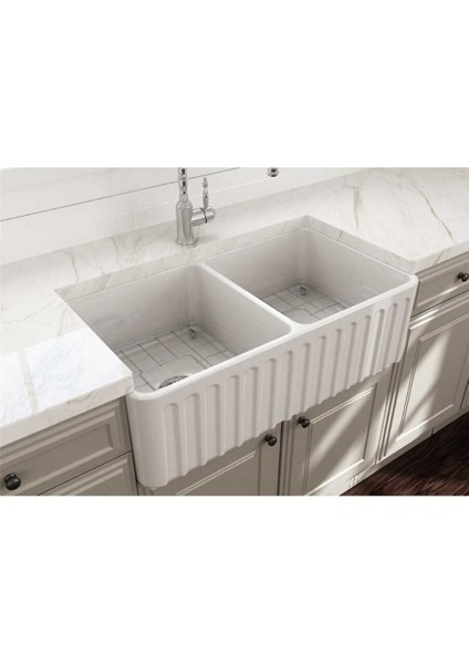 Bocchi Lavello Dekorlu Çift Gözlü Mutfak Eviyesi 84 cm 1601-001-0120 Beyaz fiyatları