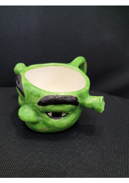 Seramik El Yapımı Büyük Kupa Yeşil Şrek 15X12X6CM 1 Adet