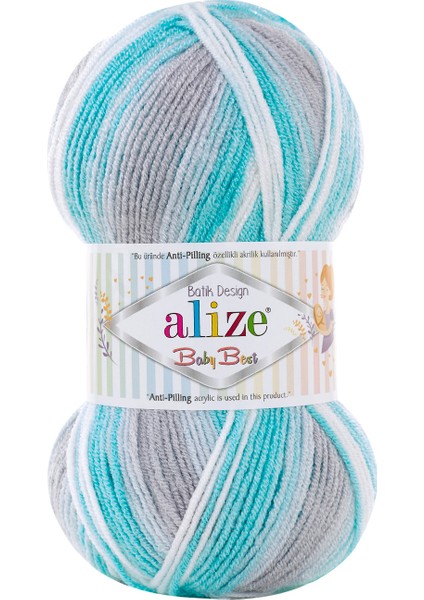 Baby Best Batik Örgü Ipliği 5’li Paket – 100G x 5 – Anti-Pilling Akrilik ve Bambu – Batik Renkli Yumuşak Bebek Ipliği