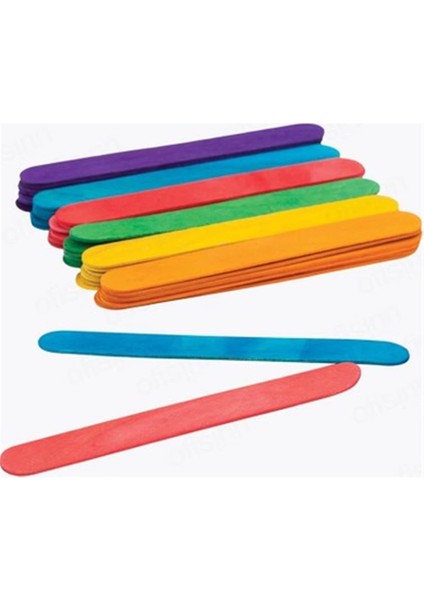 Renkli Dil Çubuğu Ahşap Maket Çubukları 2 x 15 Cm. - 48 Adetlik Paket fiyatları