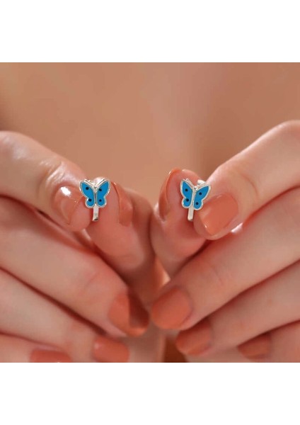 Gümüş Mavi Kelebek Çocuk Küpesi fiyatları