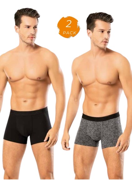 Looksense Erkek Dude 2 Li Düz ve Desenli Likralı Boxer 1403