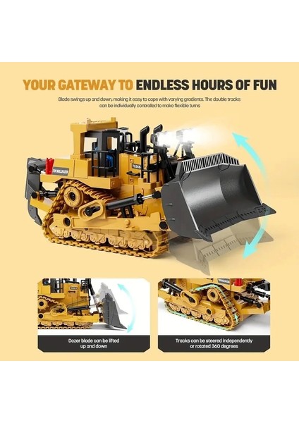 Uzaktan Kumandalı Buldozer Işıklı Inşaat Aracı 7-12 Yaş Erkek Çocuklar Için