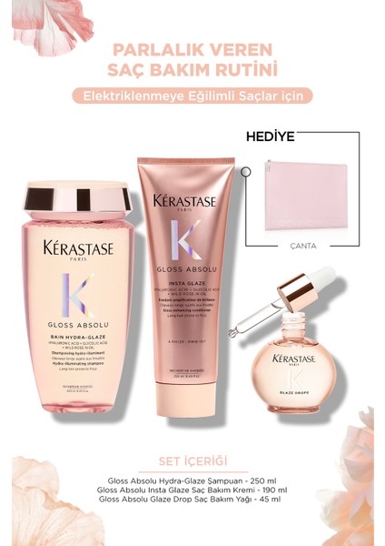 Gloss Absolu Elektriklenme Karşıtı Saç Bakım Seti - Bain & Fondant & Oil