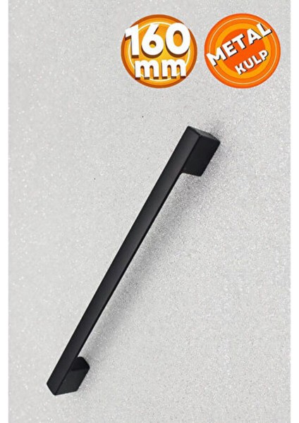 Köprü Mutfak Kulbu Çekmece Dolap Kulpu Metal Kulp Mobilya Dolabı Kulpları 160 mm Siyah(7 Adet)